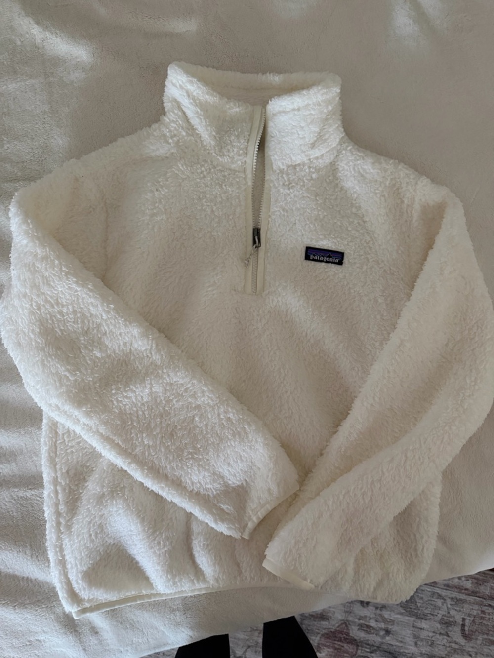 Patagonia Cream Sherpa Fleece Jacket with Logo Patch